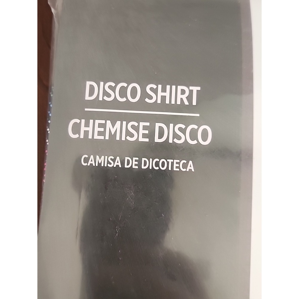 Men's 70s Disco Shirt Metallic Shiny Party Costume Clubwear Adult Standard L/XL - Picture 2 of 9